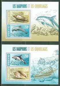 NIGER 2013   DOLPHINS & SEASHELLS  SET OF TWO SHEETS  MINT NH