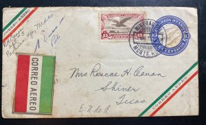 1929 Pachuca HGo Mexico Postal Stationery Airmail cover To Shiner TX USA
