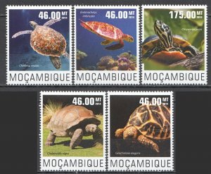 Wb287 2014 Mozambique Turtles Marine Life Reptiles #7580-84 Set Mnh