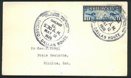 USA 1926 first flight cover Chicago to Dallas..............................81029