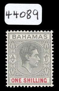 Bahamas 1942 KGVI 1s brownish grey & scarlet (thin paper - CH) MLH. SG 155a.