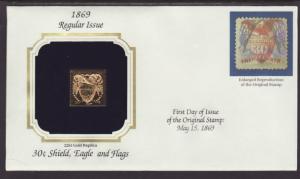 US 30 Cent Eagle,Shield,and Flags Gold Foil Cover BIN