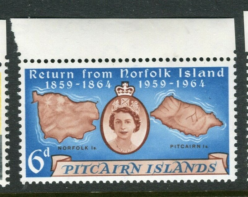 PITCAIRN ISLAND; 1961 early QEII issue fine Mint hinged value, 6d