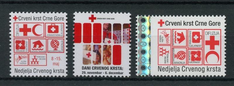 Montenegro 2015 2016 Red Cross 3v Set Medical Health Stamps