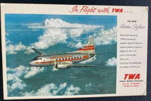 1960 Santa Fe NM Picture Postcard Cover To Washington DC Martin skyliner TWA