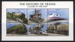 Gambia 2001 History of Trains sheetlet MUH