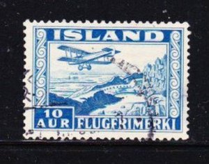 Album Treasures Iceland Scott # C15  10a Plane Over Thingvalla Lake  VFU CDS
