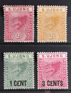 MALAYA SUNGEI UJONG 1891-94 Leaping Tiger 4V Mint SG#50/51/53/54 M3991
