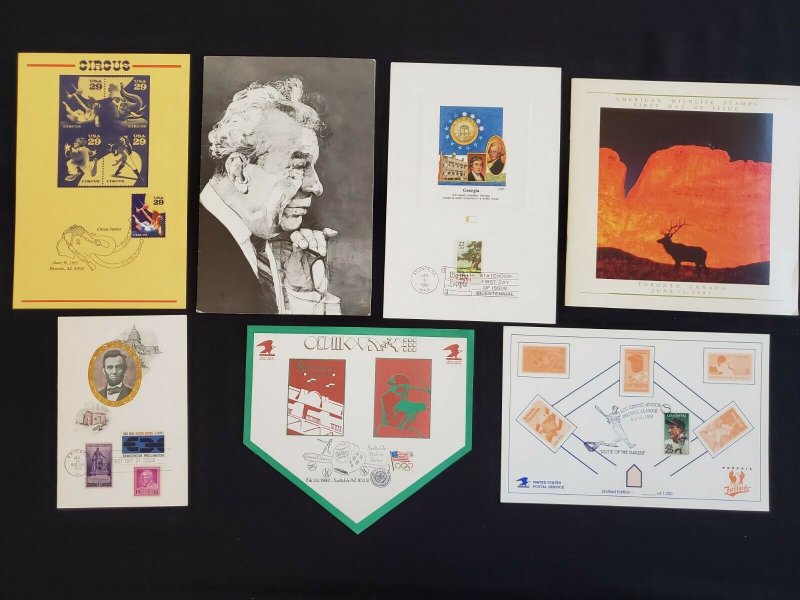 US Mixed lot of 7 USPS FDI Souvenir Cards & Foldouts