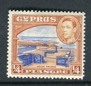 CYPRUS; 1938 early GVI Pictorial issue fine Mint hinged Shade of 1/4Pi. value