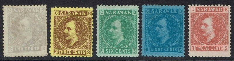 SARAWAK 1871 - 75 RAJA BROOKE RANGE TO 12C NO GUM