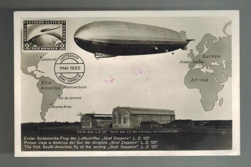 1930 USA Graf Zeppelin postcard cover Around the World to England # C13