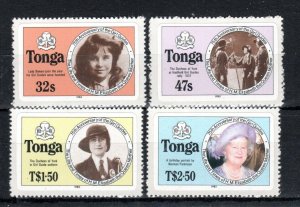 Tonga 1985 QE the Queen Mother and Girl Guide Movement set SG 915A-18A MNH