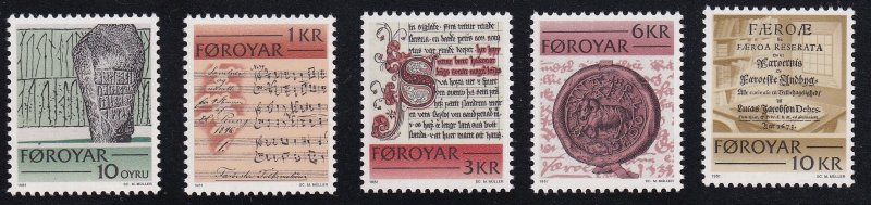 Faroe Islands #65-69  MNH  1981   historic writing