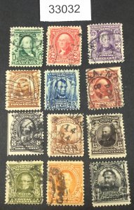 US STAMPS  #300-311 USED LOT #33032