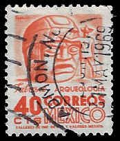 Mexico #880 Used; 40c Stone Head - Tobasco (1954)