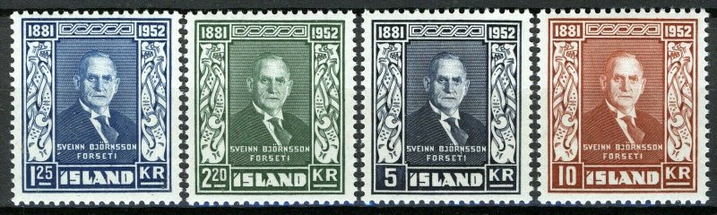 Iceland 1952, President Sveinn Bjørnsson set VF MNH, Mi 281-284 cat 50€