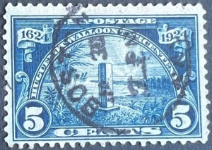 Scott#: 616 - Huguenot-Walloon Tercentenary 5¢ 1924 BEP used single - Lot A3