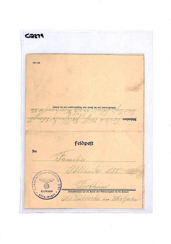 Germany *KOLN* WW2 Military Cover & Original Letter Contents 1942 CQ279