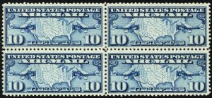C7, Mint VF NH 10¢ Airmail Block of Four CV $16.00