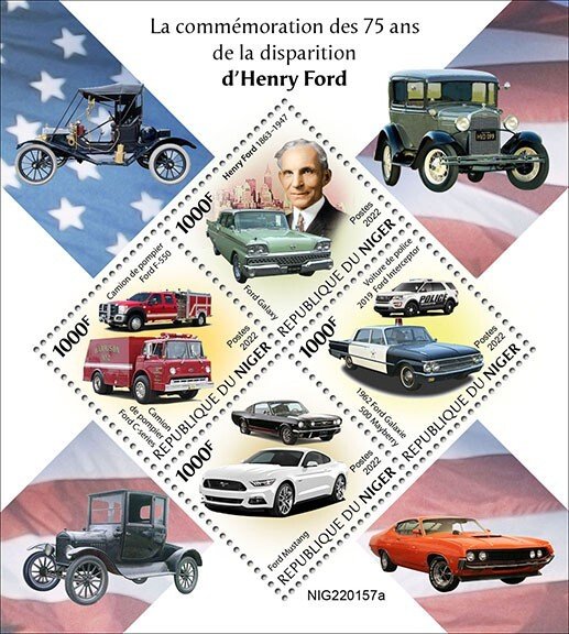 NIGER - 2022 - Henry Ford - Perf 4v Sheet - Mint Never Hinged