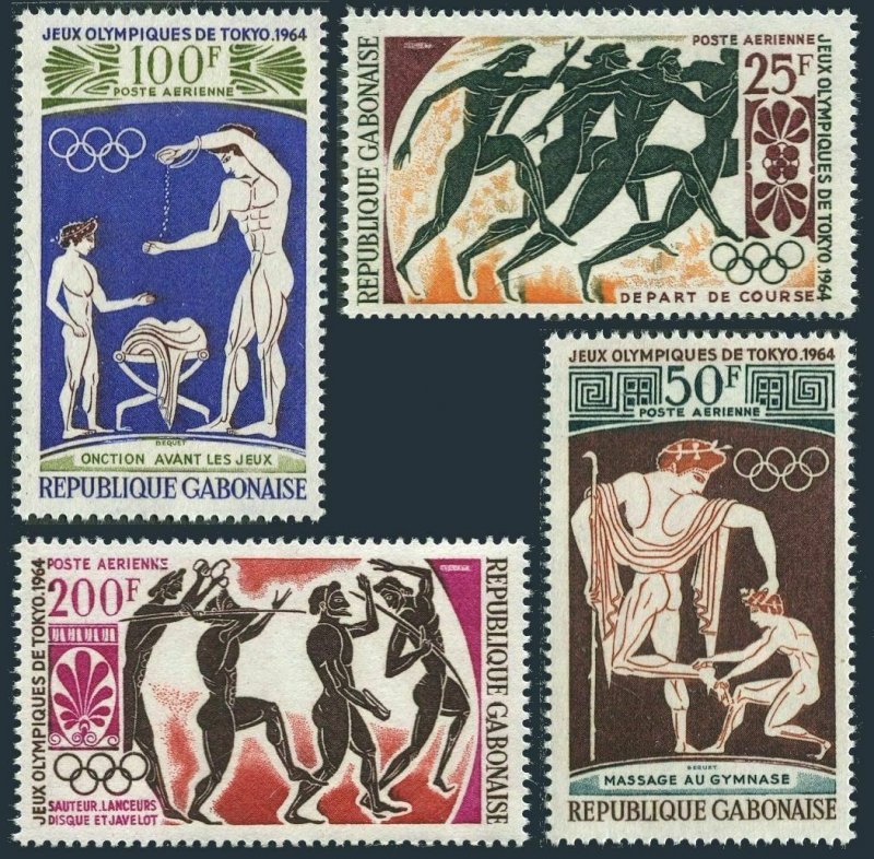 Gabon C22-C25,C25a,MNH.Michel 203-206,Bl.2. Olympics Tokyo-1964.Athletes/Greek.