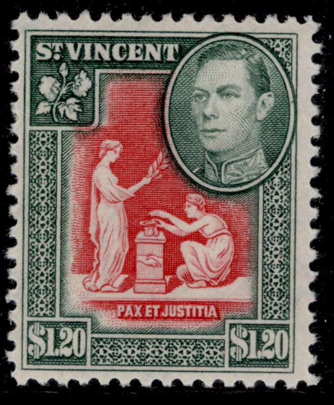 ST. VINCENT GVI SG175, $1.20 scarlet & deep green, NH MINT.