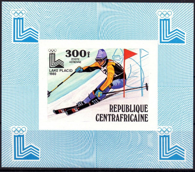 Central African Republic. 1979. luxury bl635. OI in Lake Placid. MNH.