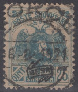 ZAYIX - Albania 138 Used 25q light blue Besa Overprint Birds Eagle 081622S91