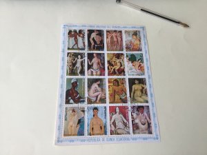 Republic de Guinea Ecuatorial  1974 Nude Masterpieces Art Stamps Sheet Ref 55209
