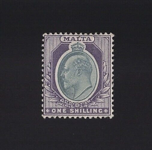 Malta Sc #39 (1904) 1/- violet & grey King Edward VII Mint H 