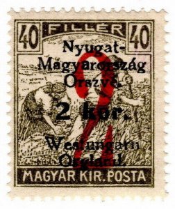 (I.B) Hungary Postal : Western Hungary 2kr on 40f OP