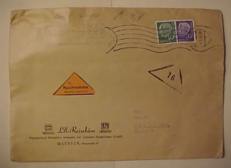 GERMAN   COD TRIANGLE  LUBECK COVER 1958