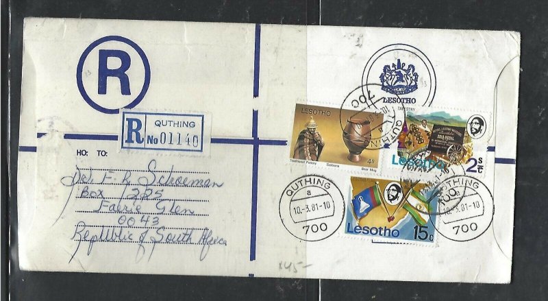 LESOTHO  (PP0310B) 1981 LONG   RLE+ 4C +15C+4 S QUTHING TO SOUTH AFRICA