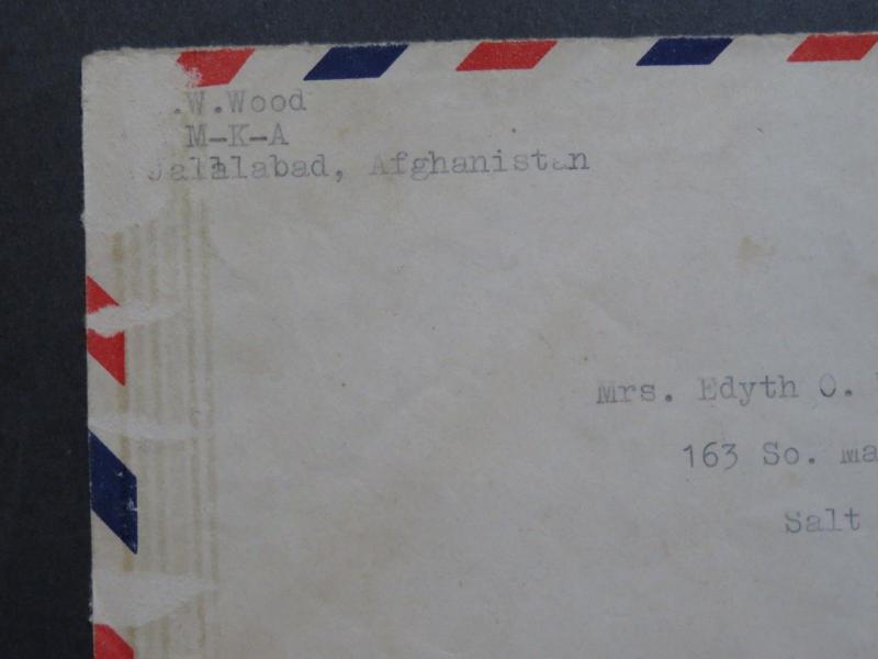 India / Afghanistan Hand Carried Airmail Cover to USA - Z9119