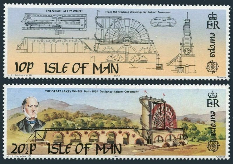 Isle of Man 244-245,MNH.Michel 240-241. EUROPE CEPT-1983.Laxey wheel,Casement.