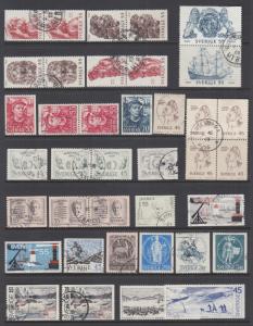 Sweden Sc 731//837 used 1967-71 Commemoratives, almost a complt run of 109 diff