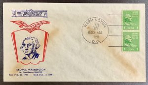 848 Fidelity cachet George Washington Coil,  Presidential Series  FDC 1939