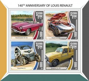 Sierra Leone - 2017 Louis Renault - 4 Stamp Sheet - SRL17817a