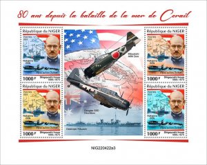 NIGER - 2022 - Battle of Coral Sea - Perf 4v Sheet - Mint Never Hinged