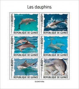 GUINEA - 2024 - Dolphins - Perf 6v Sheet - Mint Never Hinged