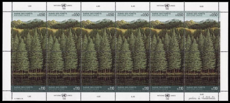 UN Geneva Forest Sheetlet of 6 pairs 1988 MNH SG#G165-G166