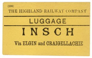 (I.B) The Highland Railway : Luggage Label (Insch)