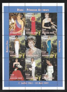 Burkina Faso 1090A Princess Diana m/s MNH