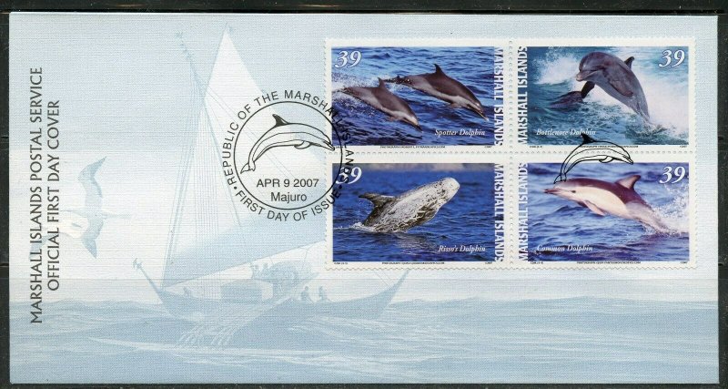 MARSHALL ISLANDS 2007 DOLPHINS  SET FIRST DAY COVER