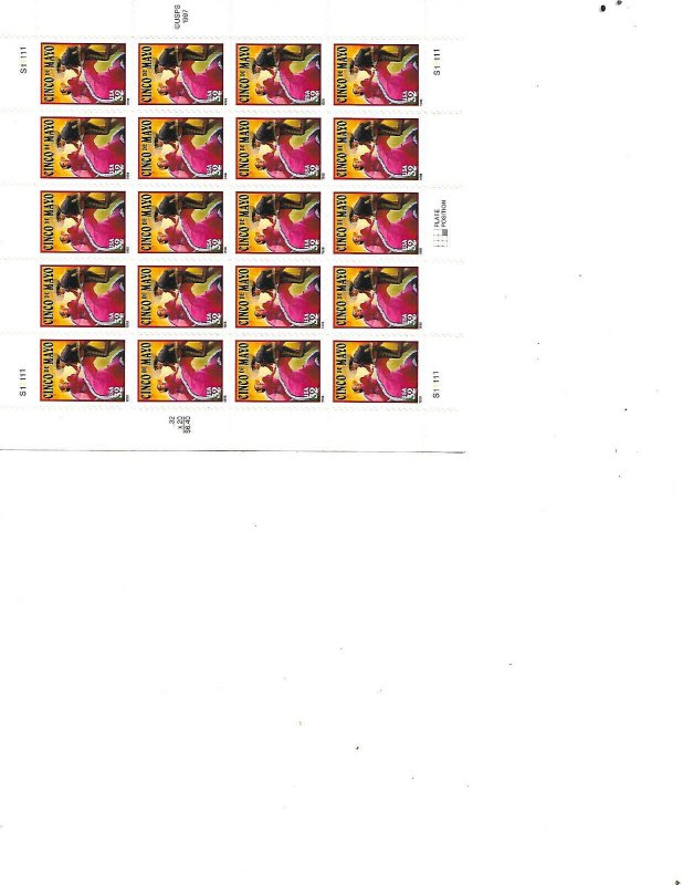 US Stamps/Postage/Sheets Sc #3203 Cinco de Mayo MNH F-VF OG FV $6.40