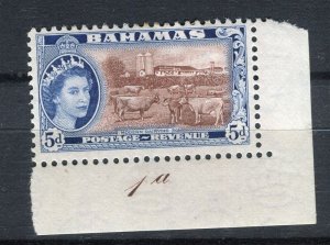 BAHAMAS; 1950s early QEII Pictorial issue fine lovely Mint CORNER 5d. value