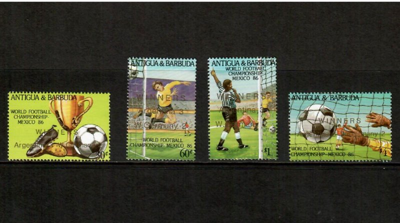 Antigua 1986 - World Football Soccer Winner OVPT Set of 4 Stamp Scott #963-6 MNH