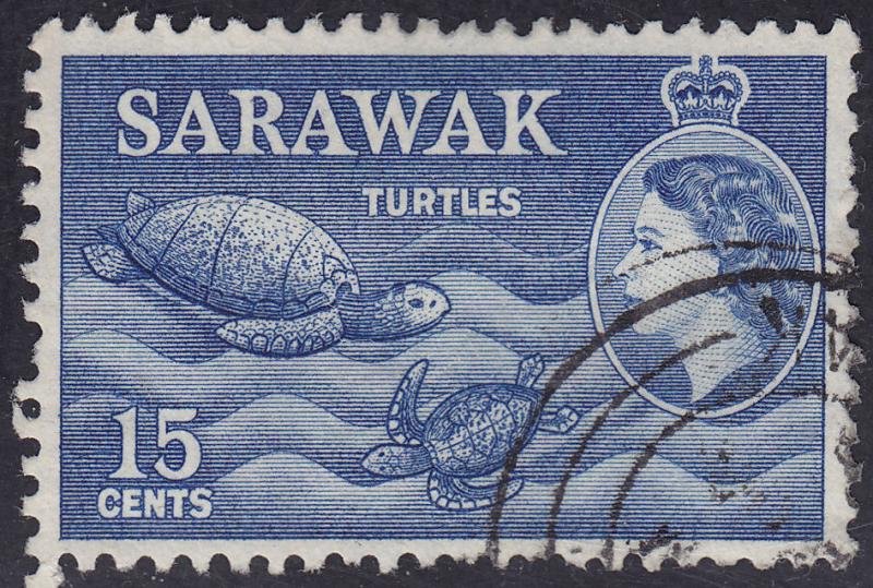Sarawak 204 USED 1955 Sea Turtles