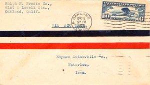 United States California Oakland 1928 machine  10c Lindbergh Airmail  Small c...